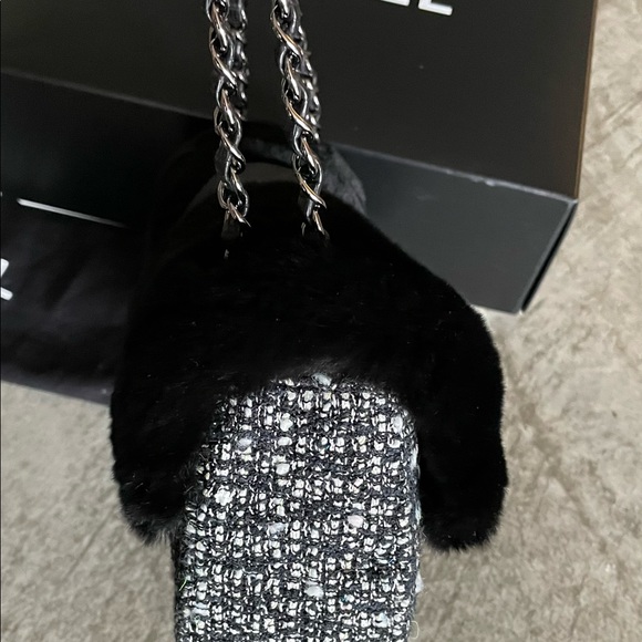 Authentic Chanel Fantasy Tweed and Fur Flap Bag - Picture 11 of 15
